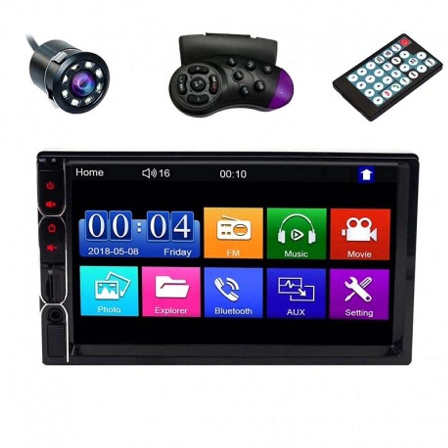 MP5 Player Techstar&reg; 7031, 2DIN, Camera Marsarier, Ecran HD Touch 7", Comenzi Volan, Telecomanda, MirrorLink, Bluetoot fotografia produsului View 4 L