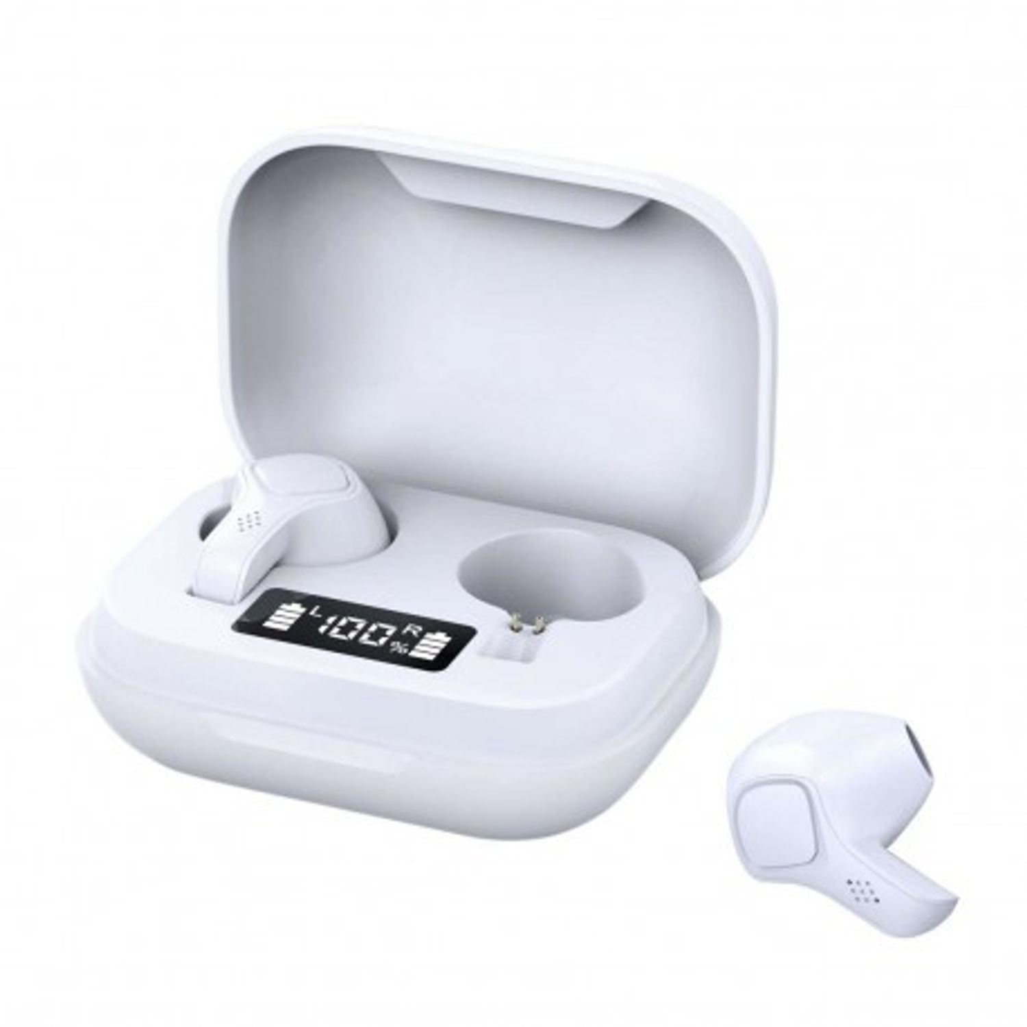 Casti Smart Techstar&reg; TWS S20 , Wireless, Bluetooth V5.0, HD Audio, Touch, IPX5, iOS, Android, 300mAh, Type-C, Alb fotografia produsului View 3 L