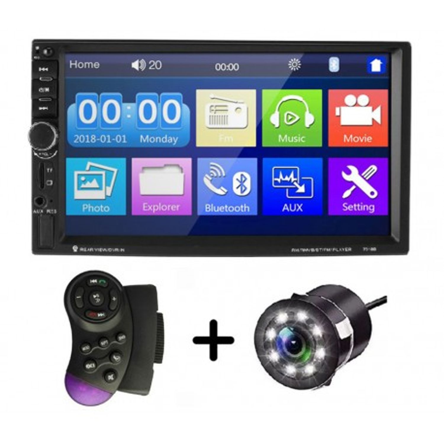 MP5 Player Auto Universal 7018B, WinCE, Camera Marsarier, Ecran HD Touch 7", Comenzi Volan, Telecomanda, MirrorLink, Bl fotografia produsului View 8 L