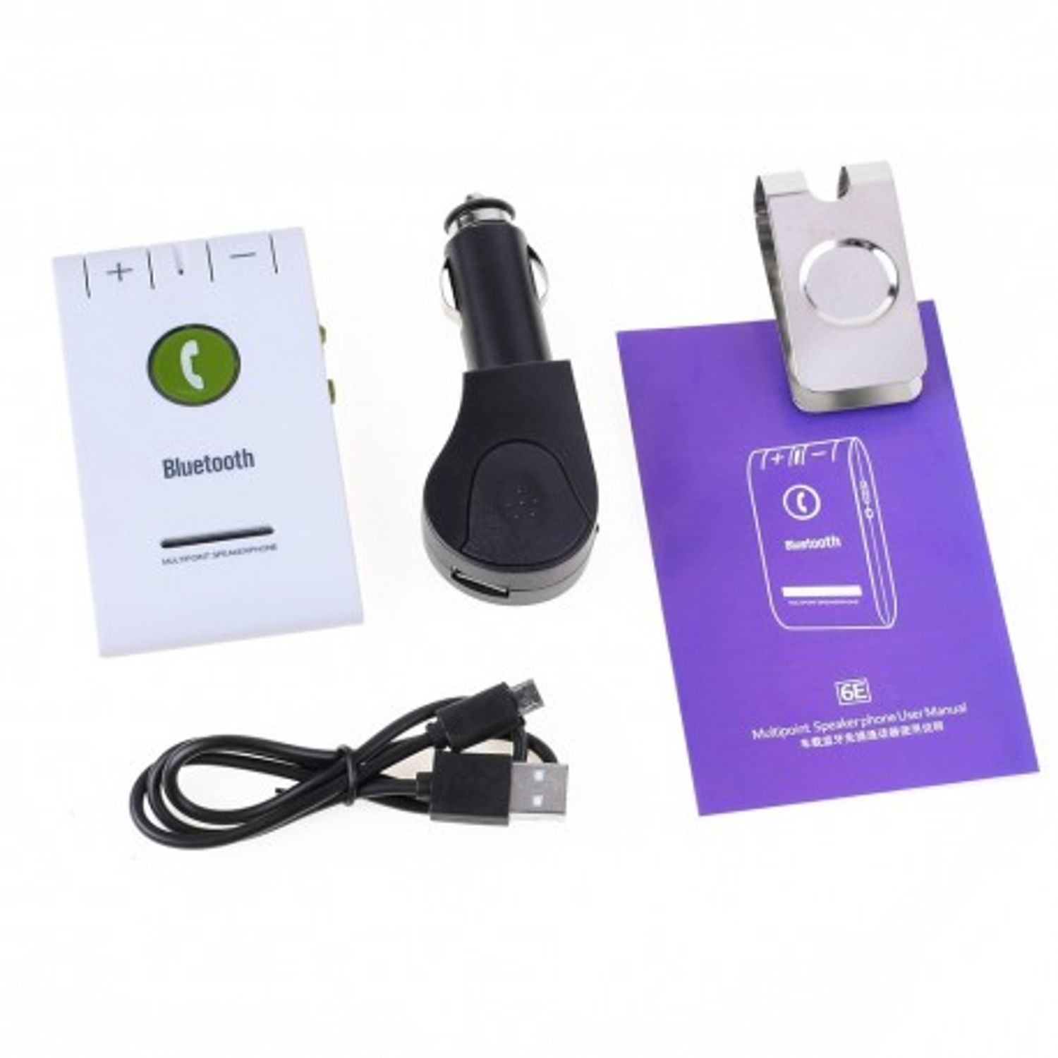 Car Kit Bluetooth Techstar&reg; 6E, Wireless, Bluetooth 4.1, MultiPoint, Microfon Integrat, Acumulator, Difuzor 2W fotografia produsului View 6 L