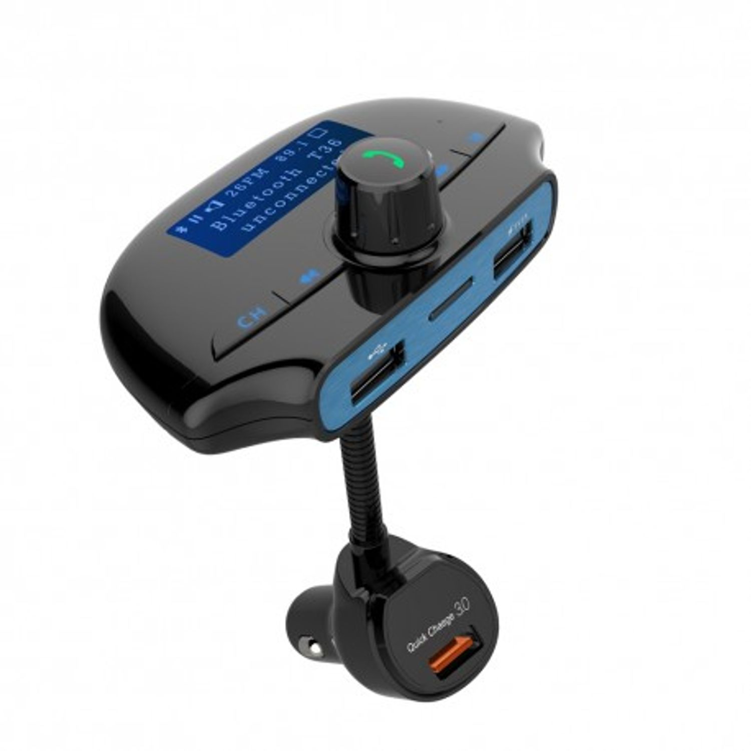 Modulator FM Techstar&reg; T36, Wireless, Bluetooth 3.0, Microfon Integrat, Quick Charge 3.0, Afisare Voltaj, Slot MicroSD fotografia produsului View 2 L
