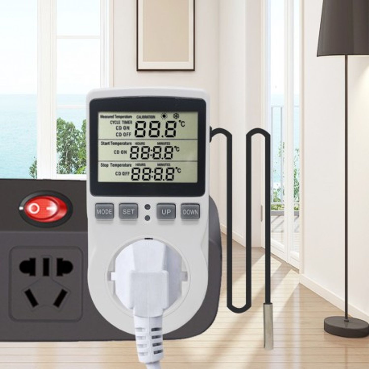 Priza Programabila Techstar&reg; KT3100, Digital Timer, Priza Intrerupator, 230V, 16A, Programabila Timp/Temperatura, Term fotografia produsului View 3 L