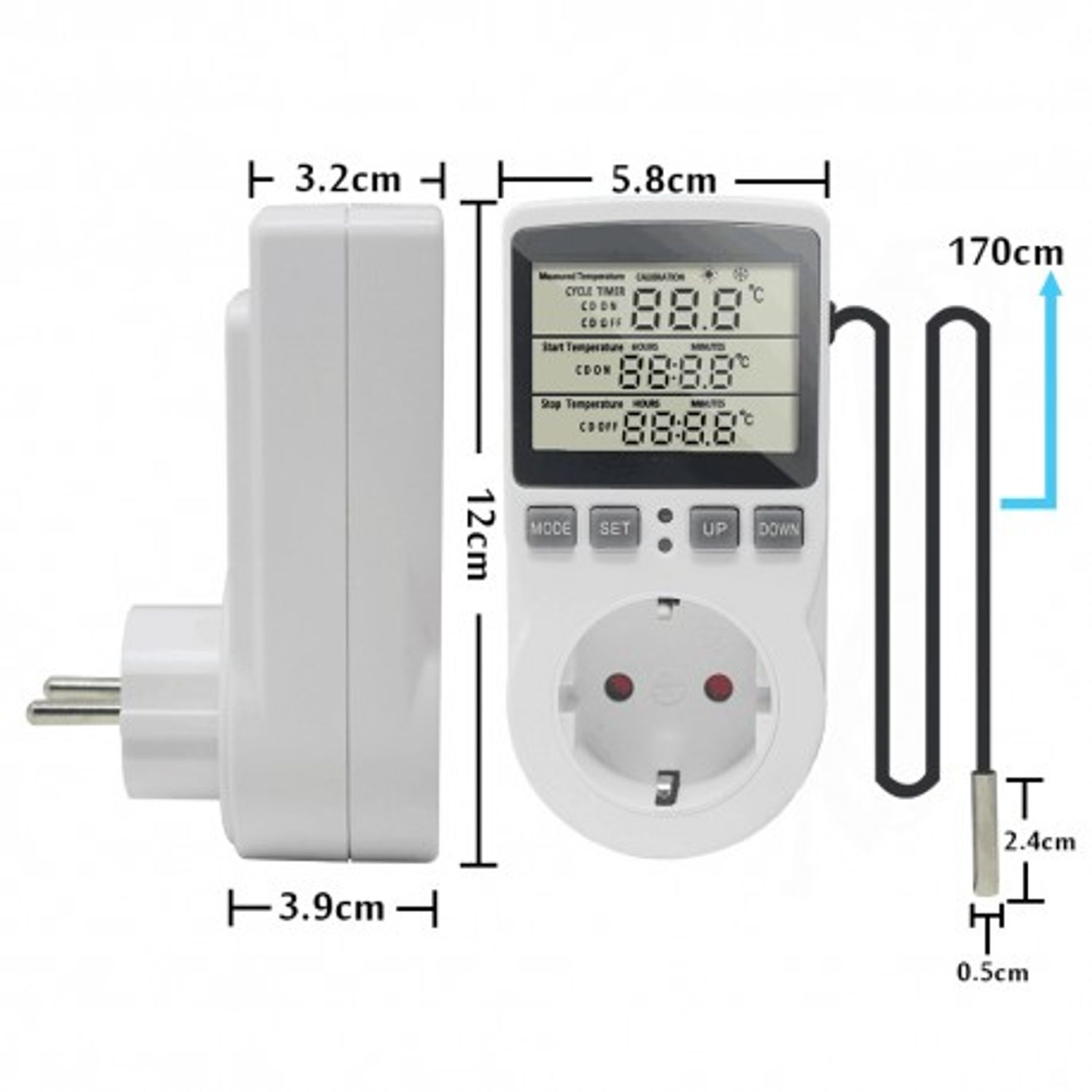 Priza Programabila Techstar&reg; KT3100, Digital Timer, Priza Intrerupator, 230V, 16A, Programabila Timp/Temperatura, Term fotografia produsului View 4 L