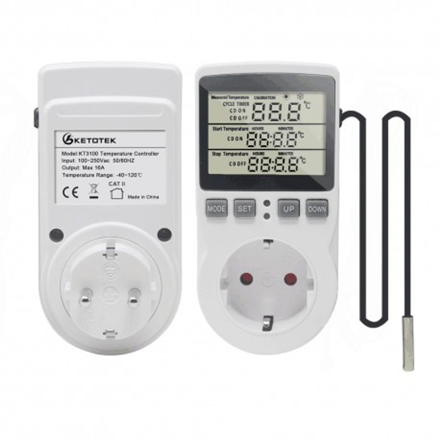 Priza Programabila Techstar&reg; KT3100, Digital Timer, Priza Intrerupator, 230V, 16A, Programabila Timp/Temperatura, Term fotografia produsului View 7 L