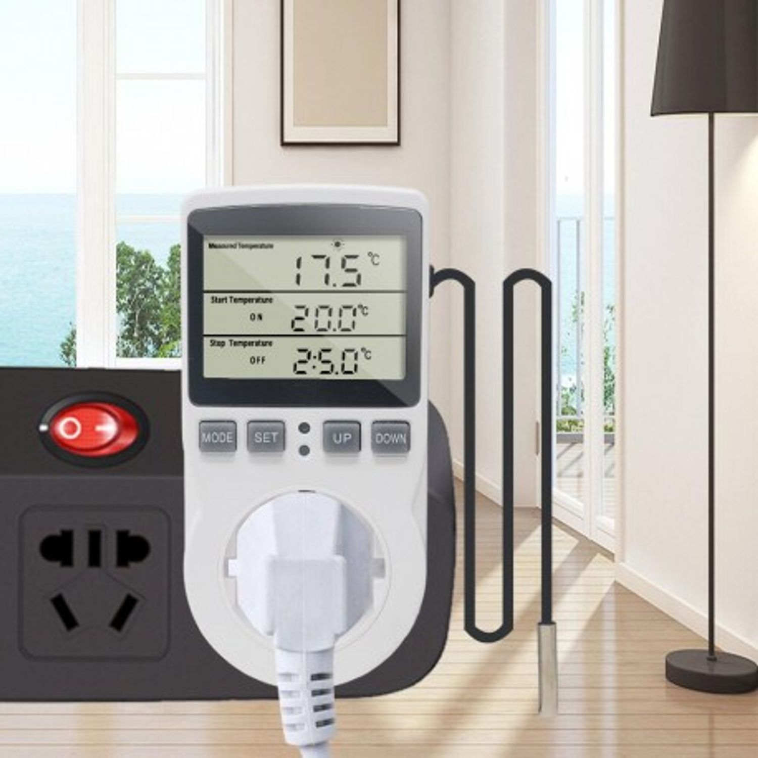 Priza Programabila Techstar&reg; KT3100, Digital Timer, Priza Intrerupator, 230V, 16A, Programabila Timp/Temperatura, Term fotografia produsului View 6 L