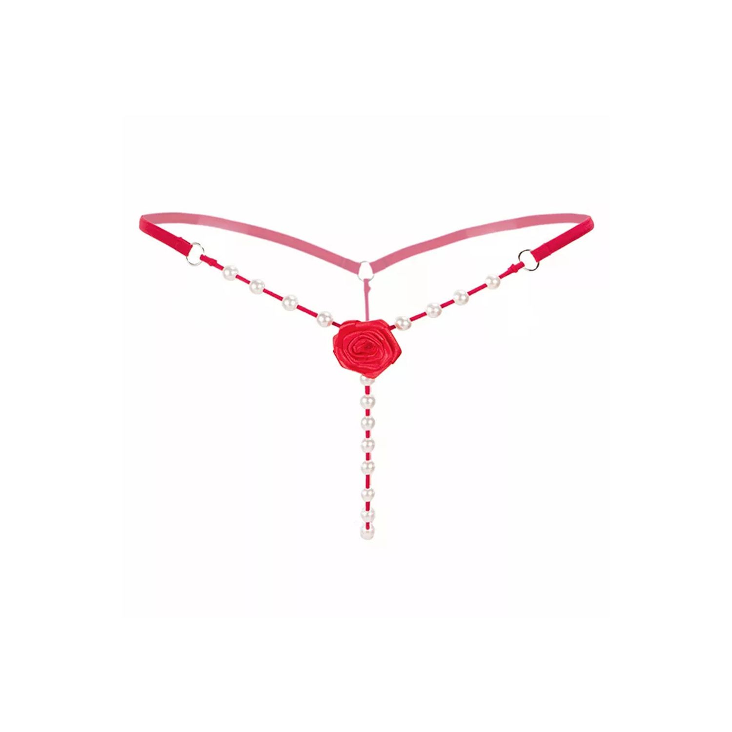 Chiloti dama, Rochena, String, Nylon, Trandafir, Perle, 2233, Rosu, M-L INTL fotografia produsului
