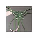 Chiloti dama, Rochena, String, Nylon, Fluturi, Perle, 2243, Verde, S-M INTL fotografia produsului View 4 S