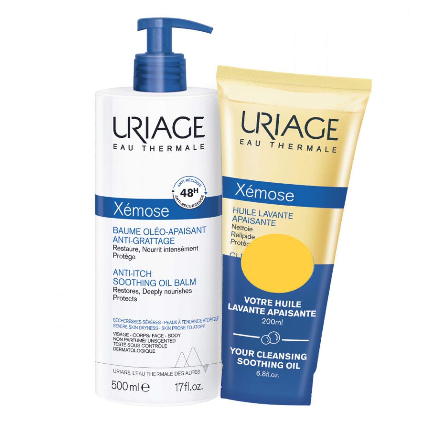 Pachet Uriage Xemose: Balsam oleo relipidant, 500 ml + Ulei de curatare, 200 ml fotografia produsului