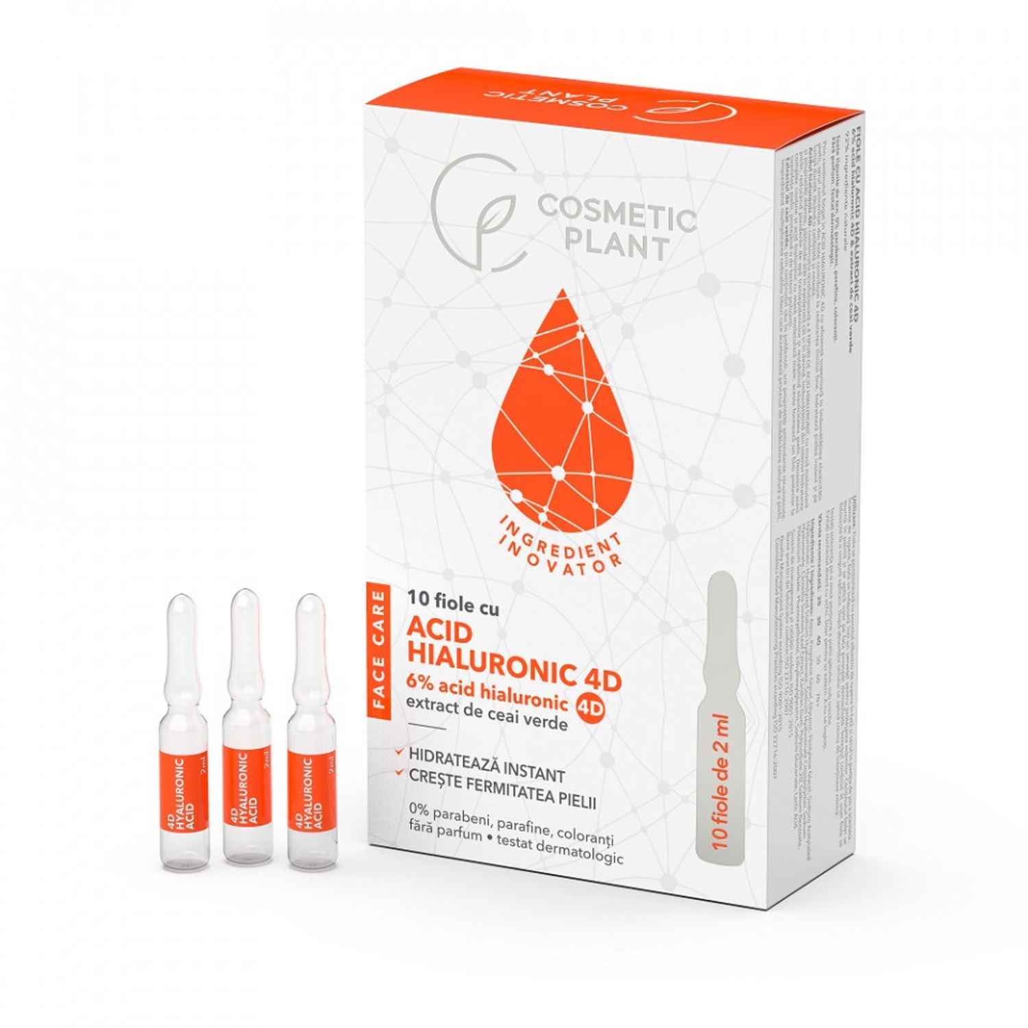 Fiole cu acid hialuronic 4D FaceCare, Cosmetic Plant, 10 fiole x 2 ml fotografia produsului