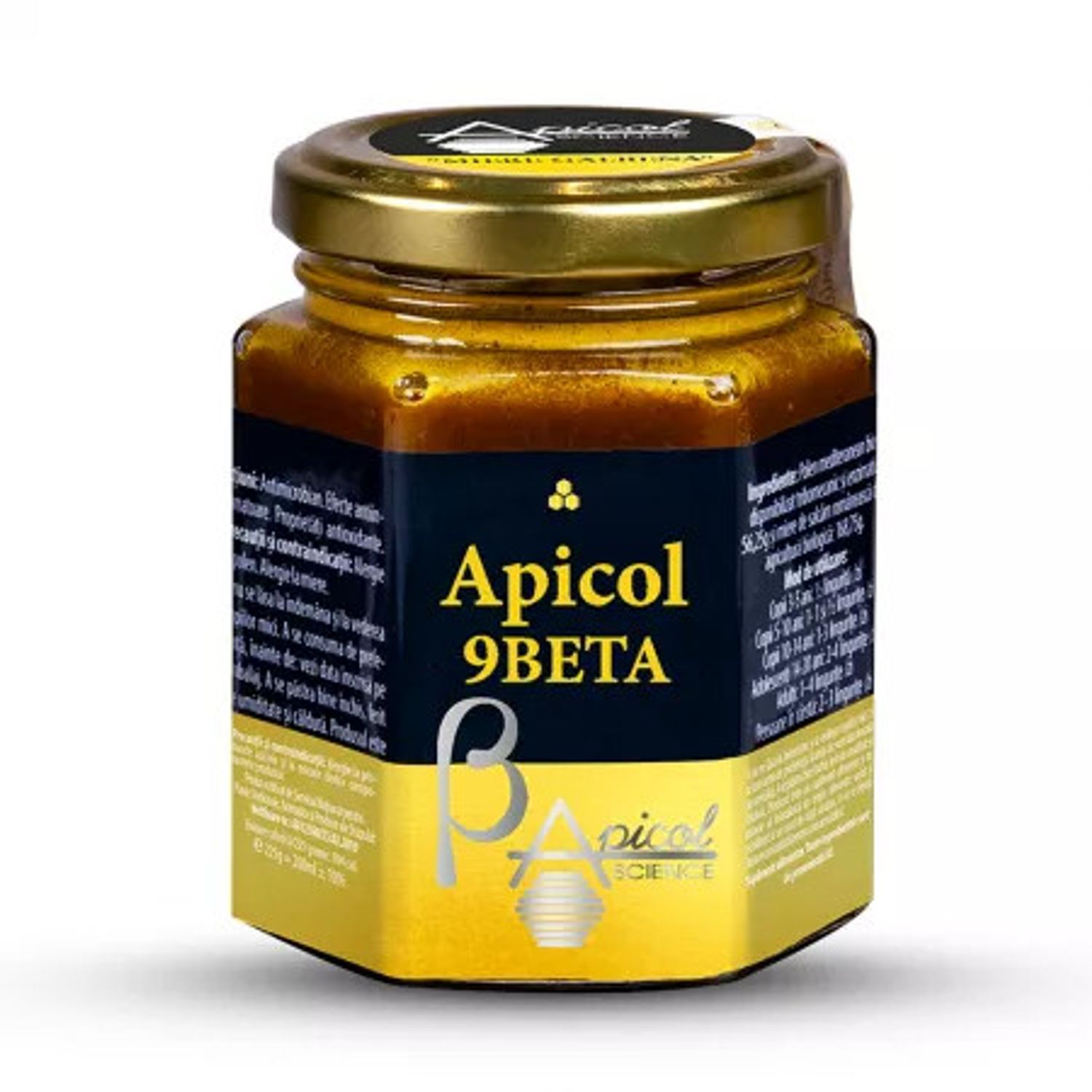 Miere galbena Apicol 9 Beta ApicolScience, 200 ml, Dvr Pharm fotografia produsului