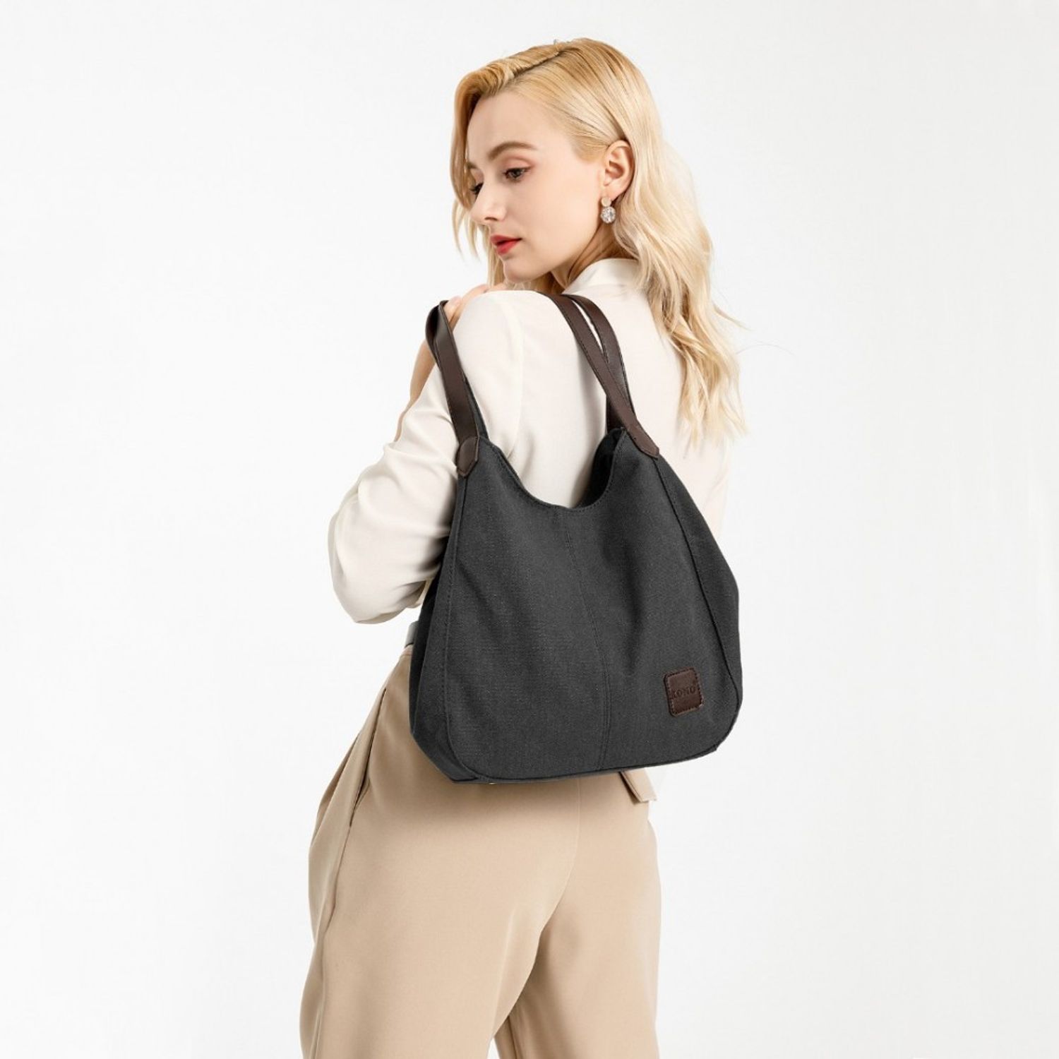 Geanta tote dama Eden GT1780, textil, model negru fotografia produsului View 8 L