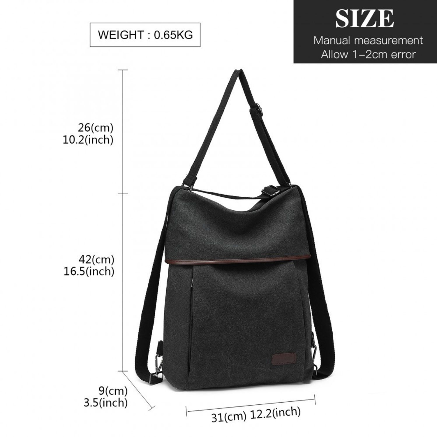 Geanta dama Raya GT1767, material textil, Negru fotografia produsului View 6 L