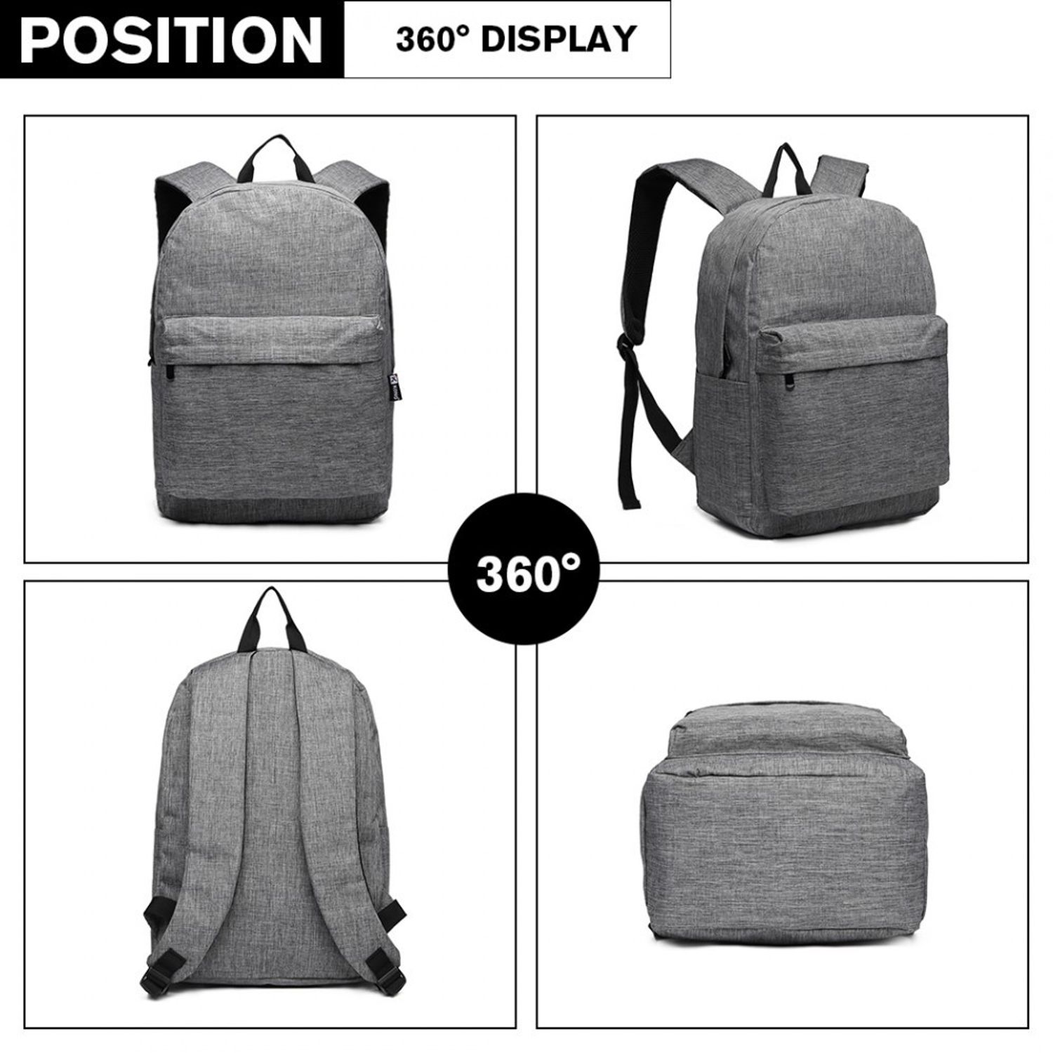 Rucsac unisex Gabri GT1776, material textil impermeabil, Gri fotografia produsului View 5 L
