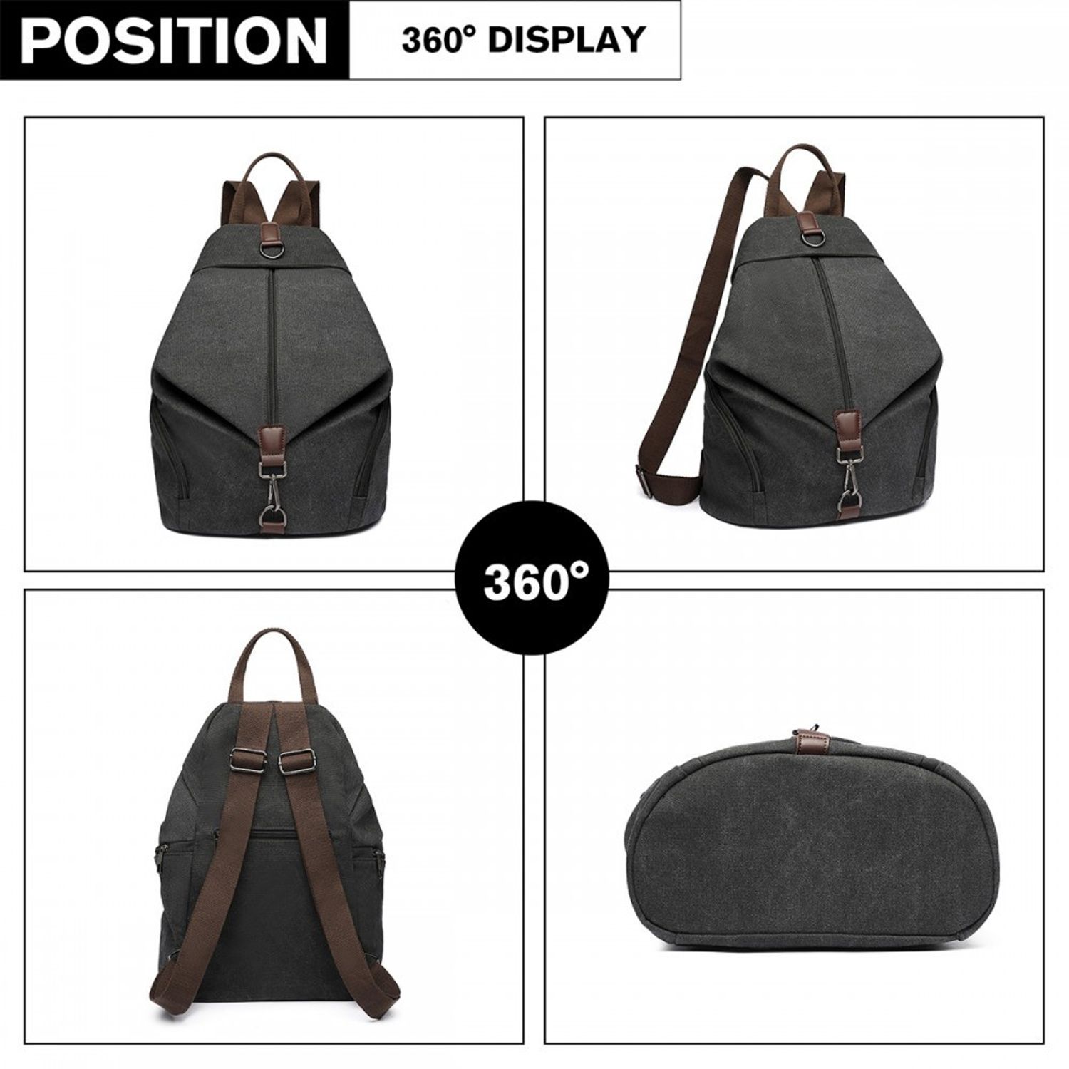 Rucsac dama Michela GT1763, material textil, Negru fotografia produsului View 9 L