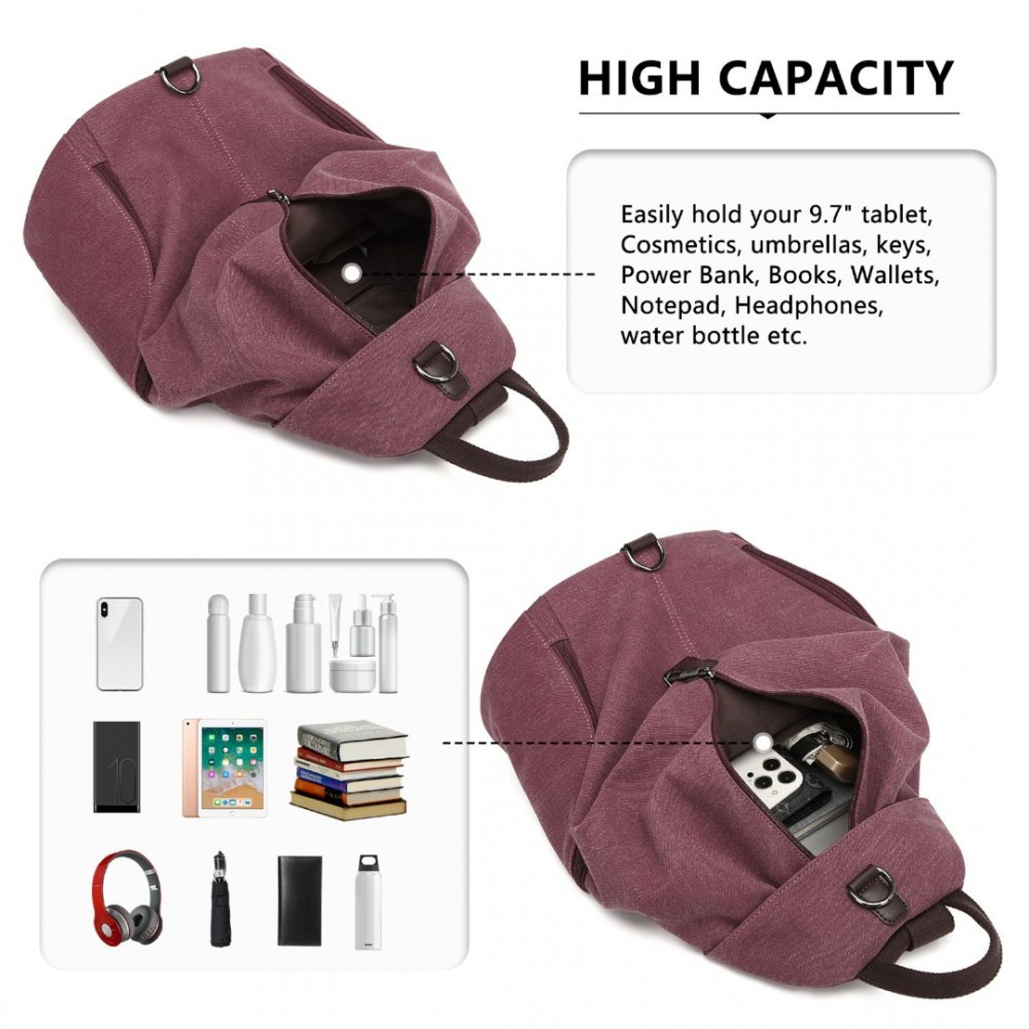 Rucsac dama Michela GT1764, material textil, Bordo fotografia produsului View 6 L