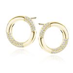 Cercei argint 925, JW441, model in forma de cerc, placat cu aur 14K fotografia produsului