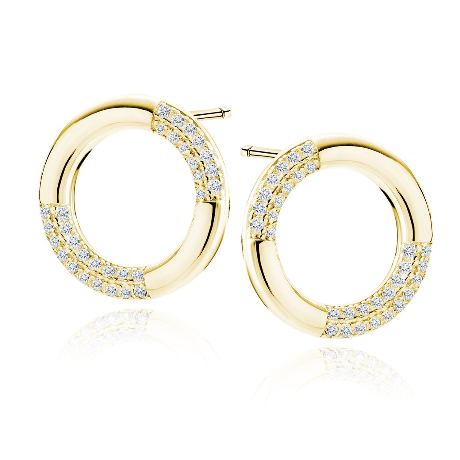 Cercei argint 925, JW441, model in forma de cerc, placat cu aur 14K fotografia produsului