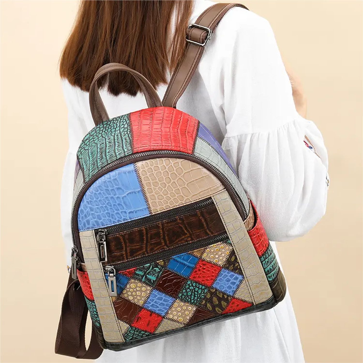 Rucsac dama, Artemis GT2078, piele naturala, Multicolor fotografia produsului View 5 L