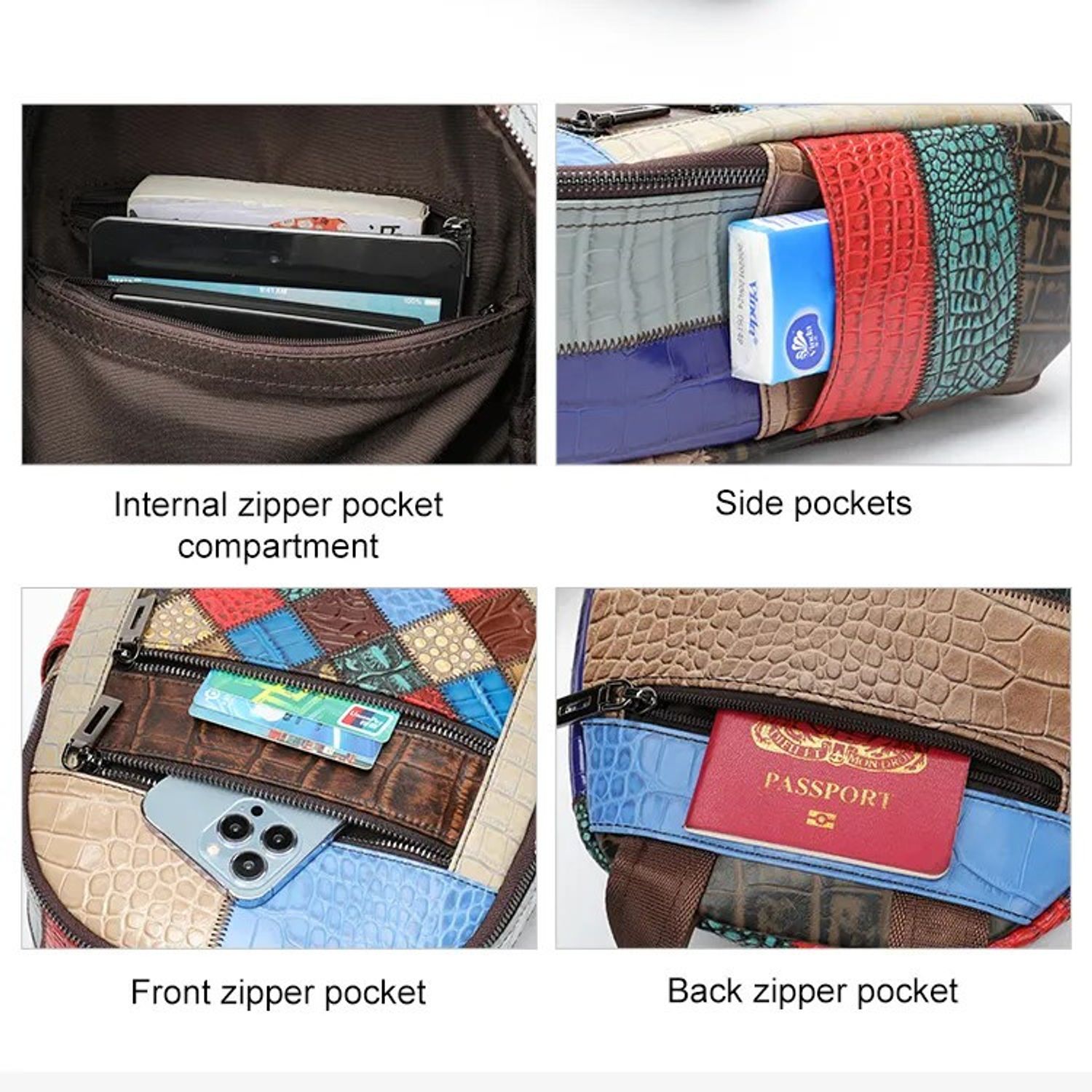 Rucsac dama, Artemis GT2078, piele naturala, Multicolor fotografia produsului View 6 L