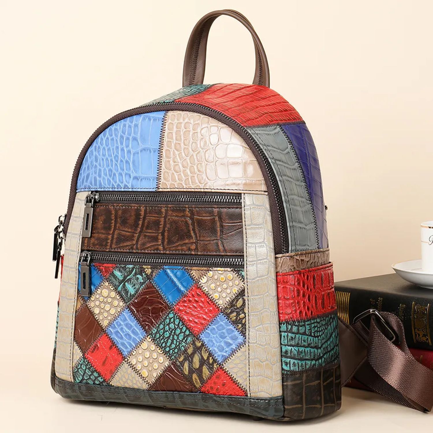 Rucsac dama, Artemis GT2078, piele naturala, Multicolor fotografia produsului View 8 L