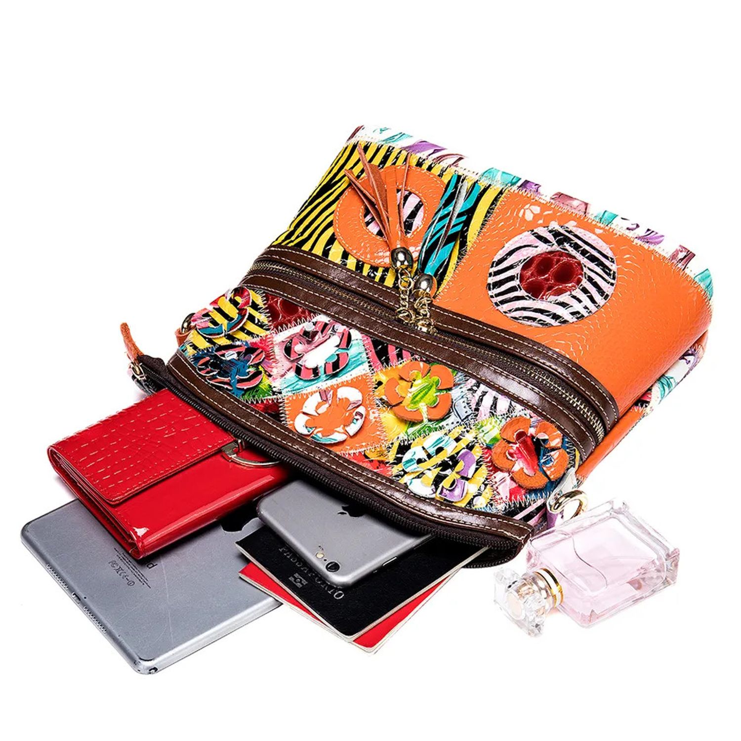 Geanta dama, Carmenta GT2064, piele naturala, Multicolor fotografia produsului View 5 L