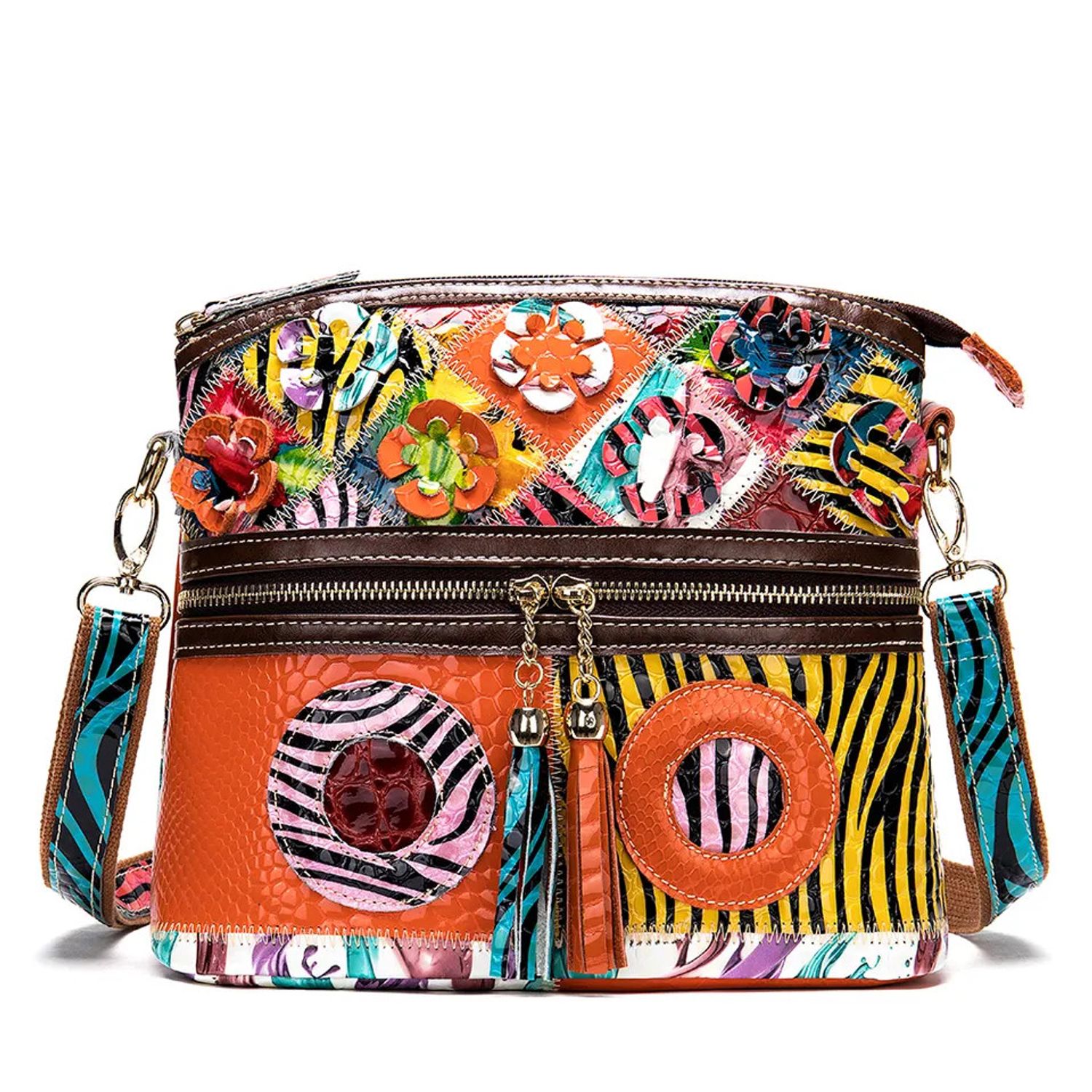 Geanta dama, Carmenta GT2064, piele naturala, Multicolor fotografia produsului