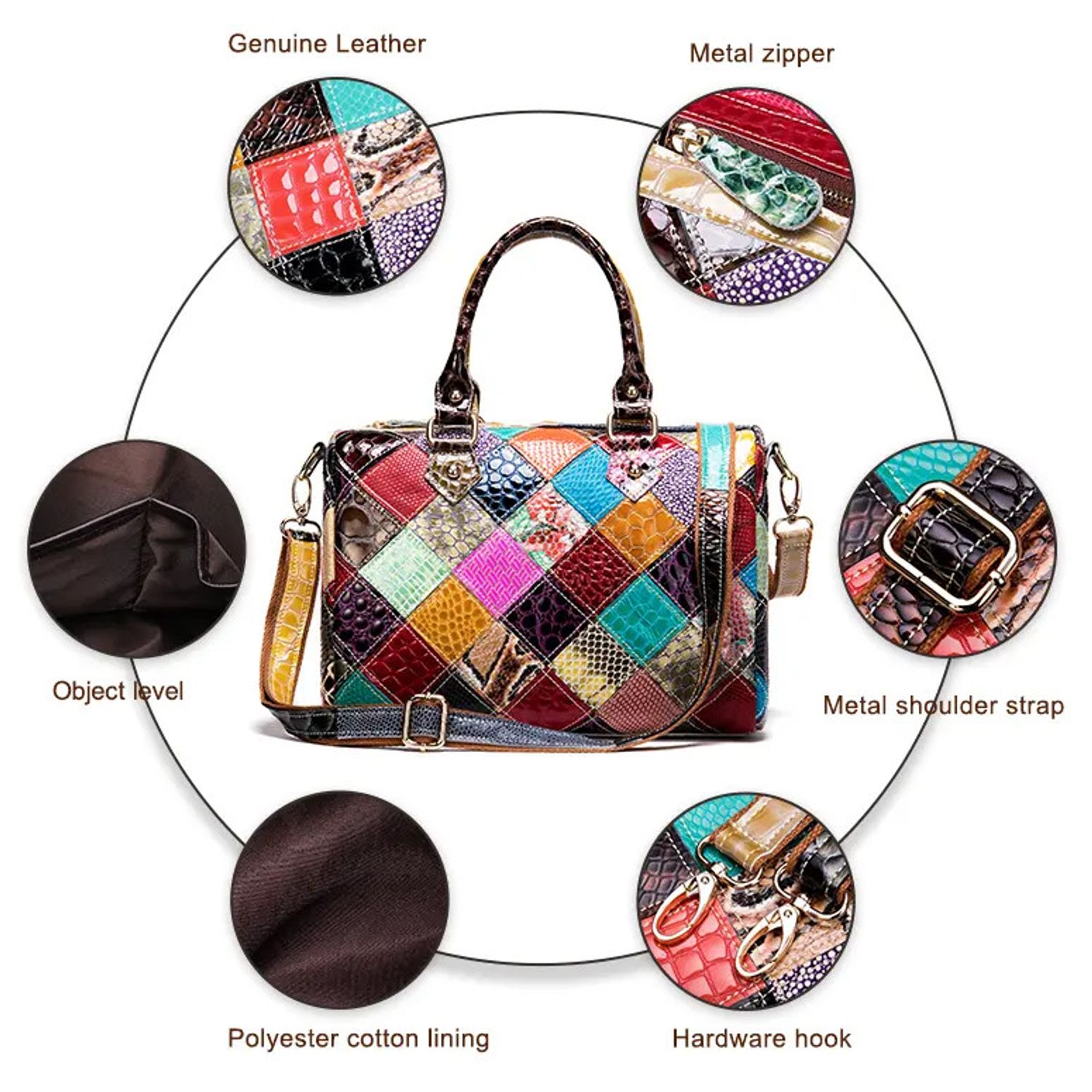 Geanta dama, Concordia GT2065, piele naturala, Multicolor fotografia produsului View 3 L