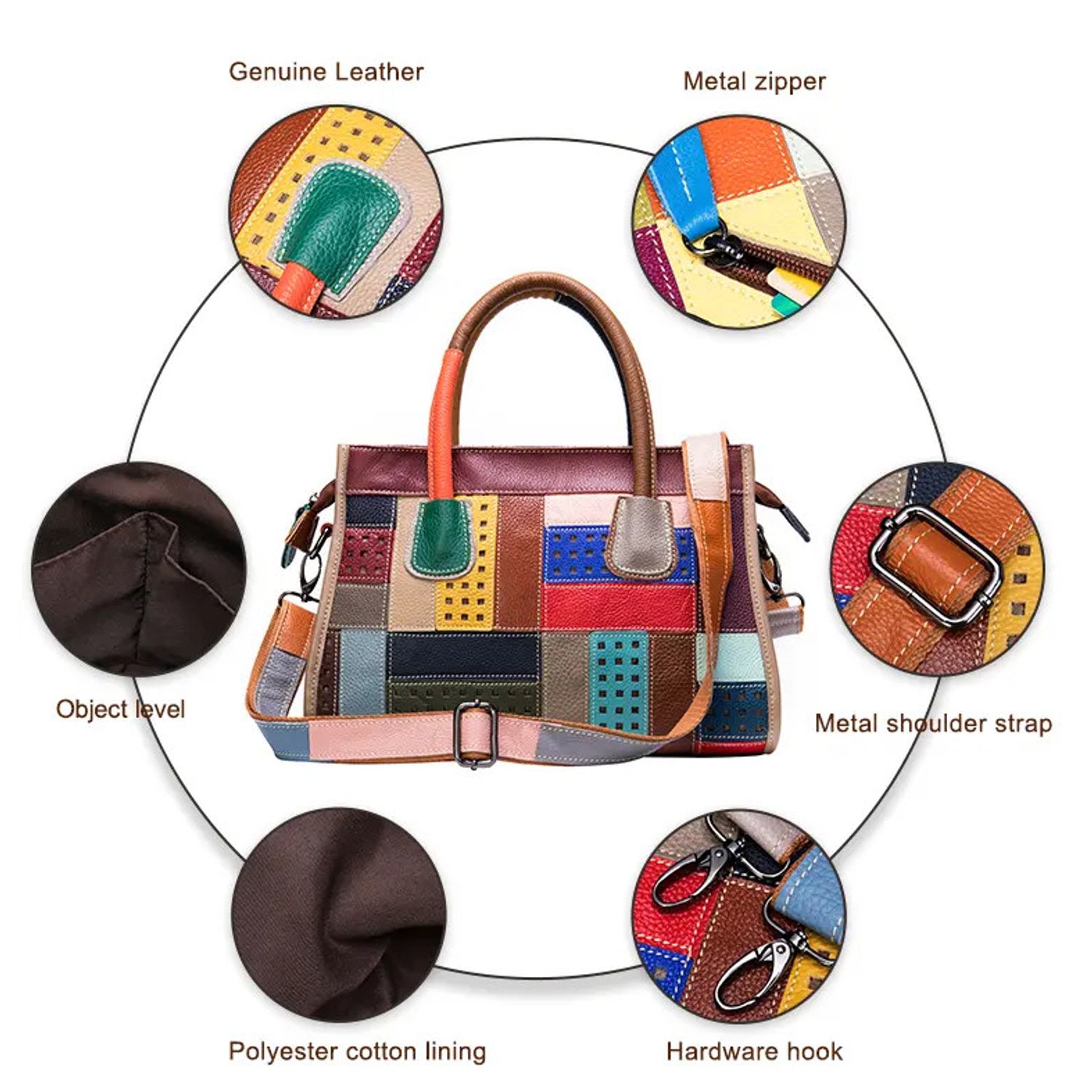 Geanta dama, Amedeia GT2062, piele naturala, Multicolor fotografia produsului View 7 L