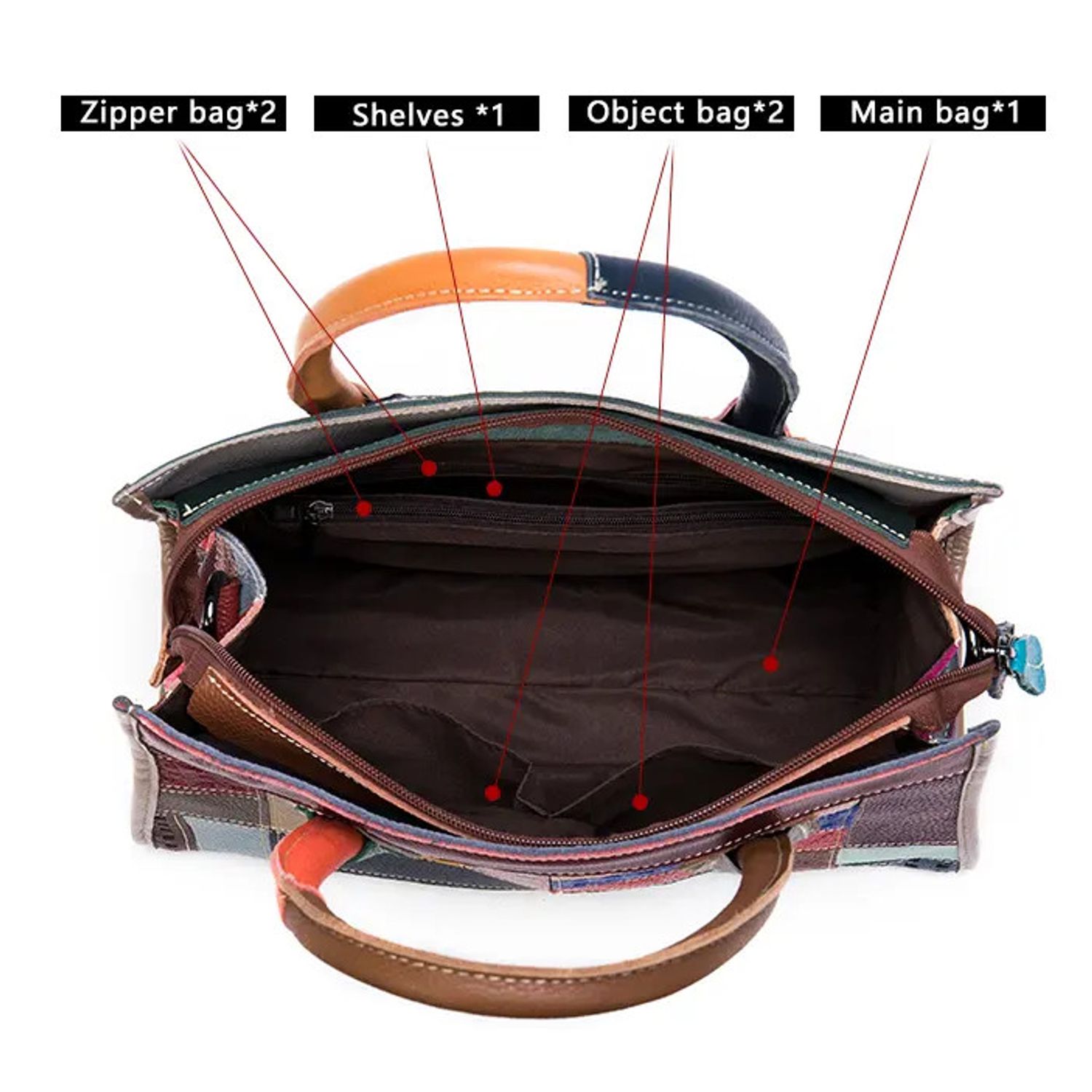 Geanta dama, Amedeia GT2062, piele naturala, Multicolor fotografia produsului View 8 L