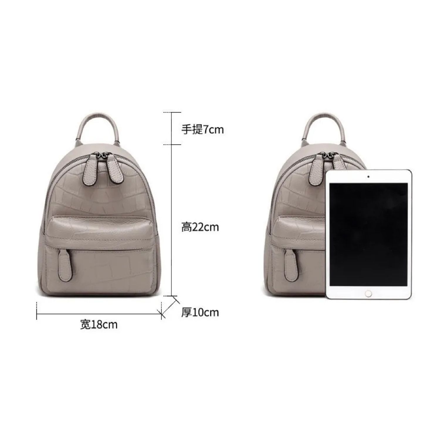 Rucsac dama, Azra GT2026, piele naturala, Gri fotografia produsului View 4 L