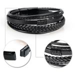 Bratara barbati, BT45, piele naturala, Negru/Argintiu fotografia produsului View 2 S