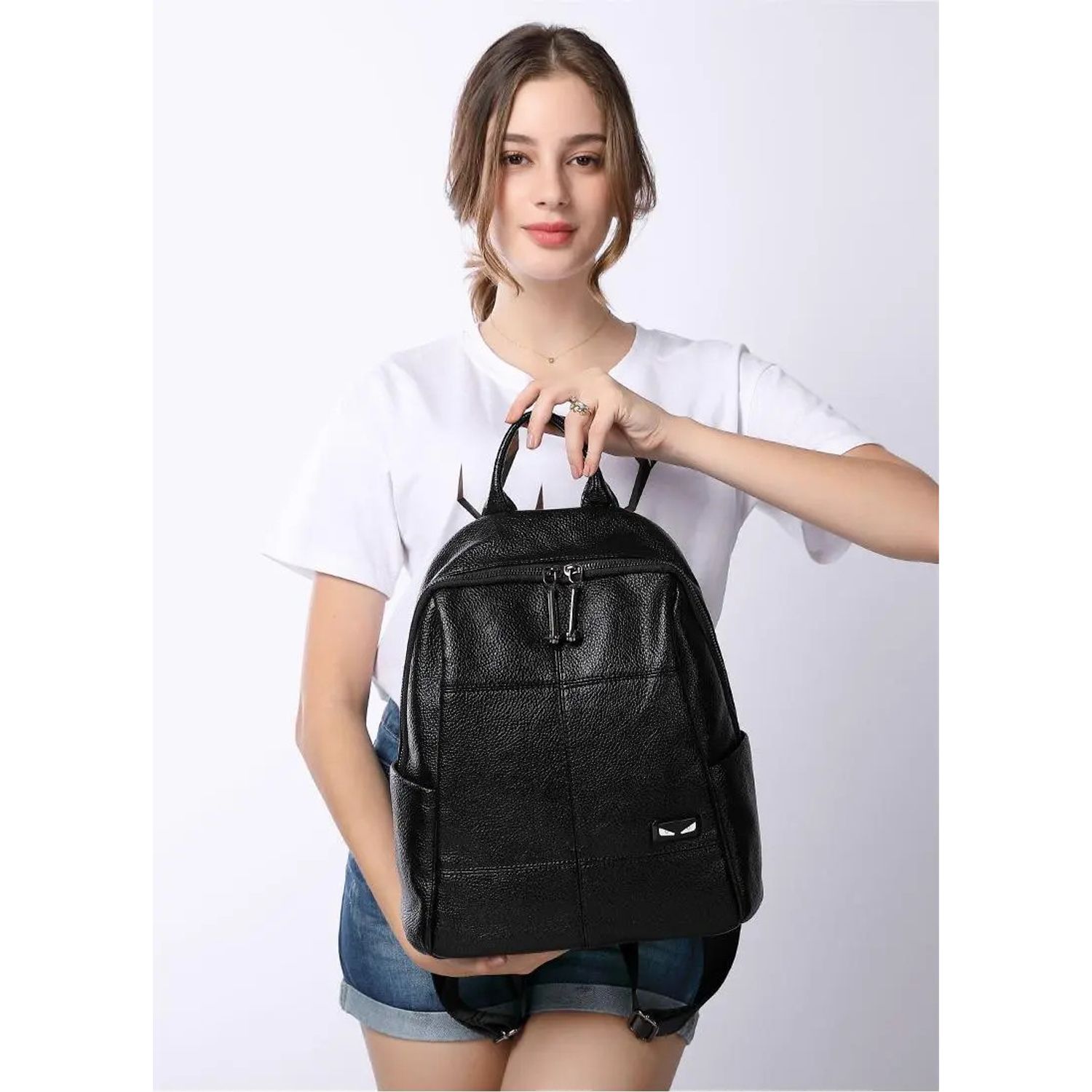 Rucsac dama, Beyza GT2028, piele naturala, Negru fotografia produsului View 4 L