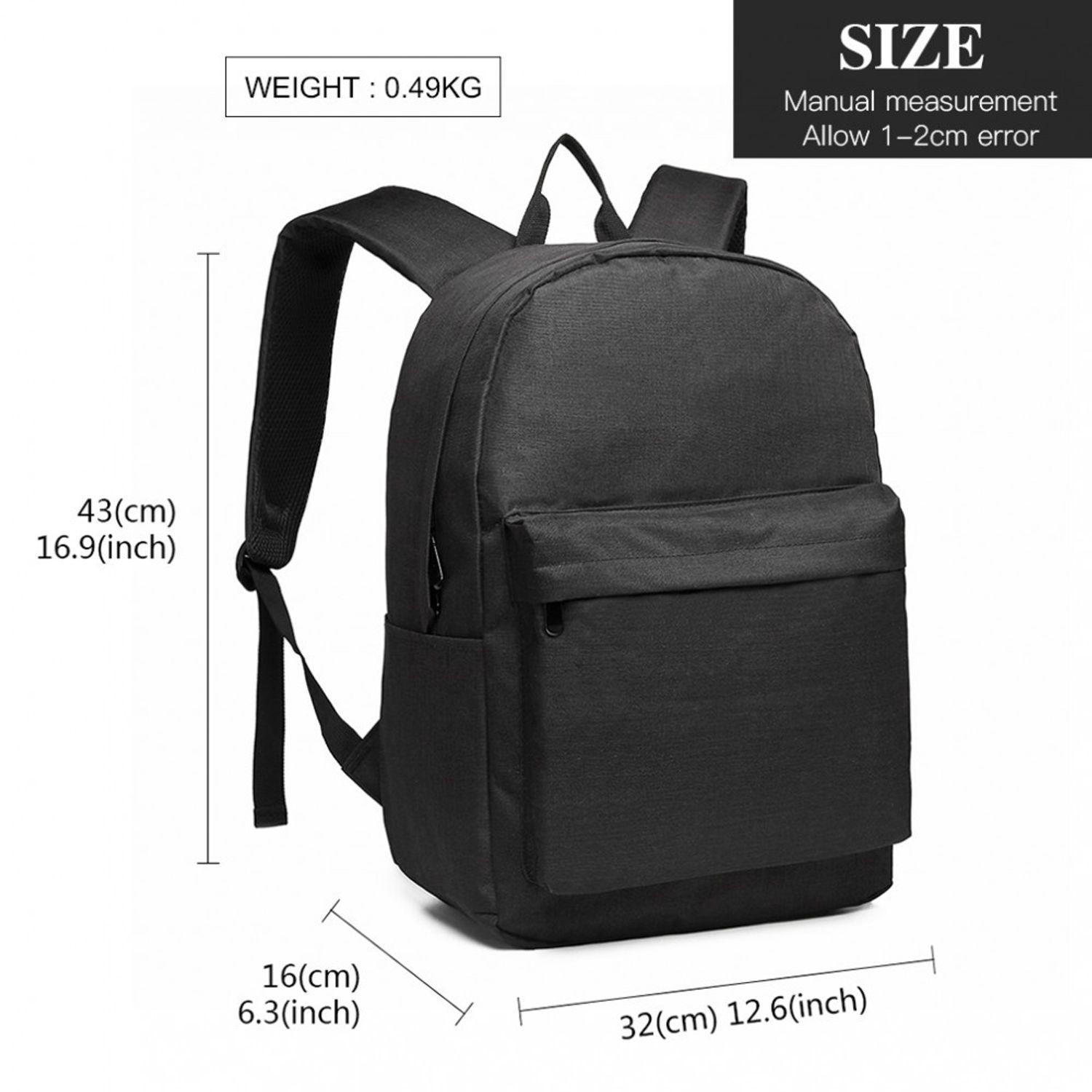 Rucsac unisex Gabri GT2014, material textil impermeabil, Negru fotografia produsului View 2 L