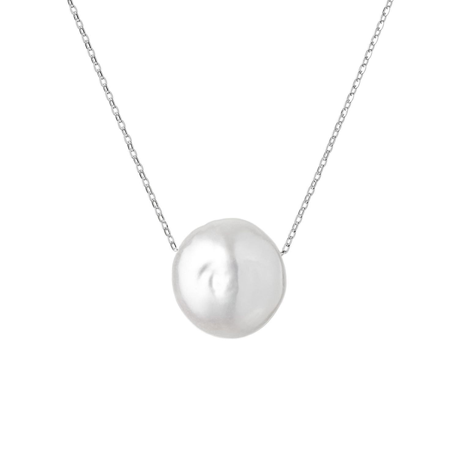 Colier argint 925 cu perla naturala alba JW393 fotografia produsului