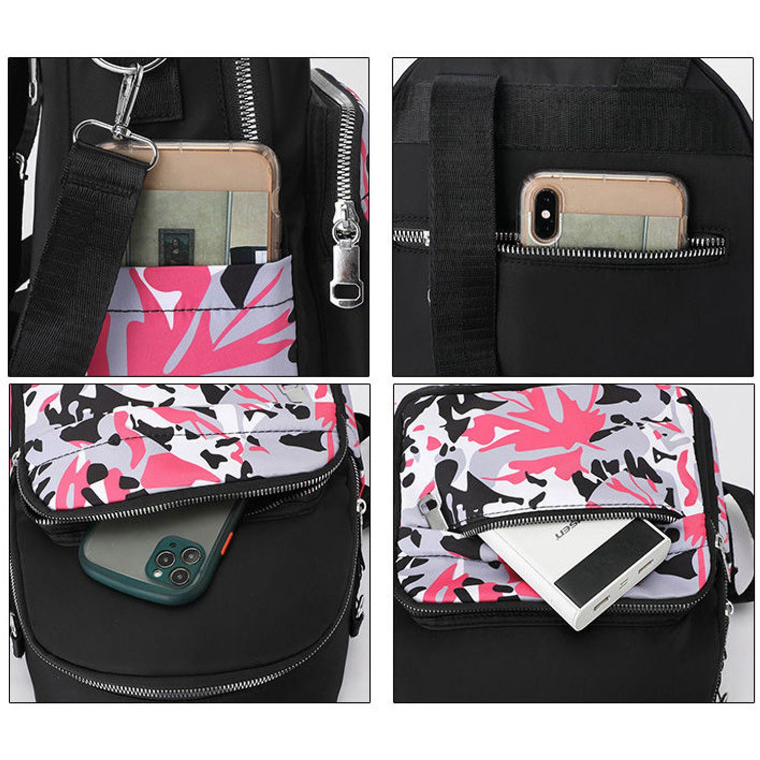 Rucsac dama Matia, GT1930, model negru/roz fotografia produsului View 3 L