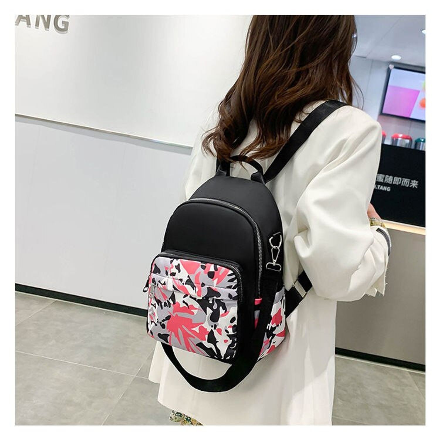 Rucsac dama Matia, GT1930, model negru/roz fotografia produsului View 2 L
