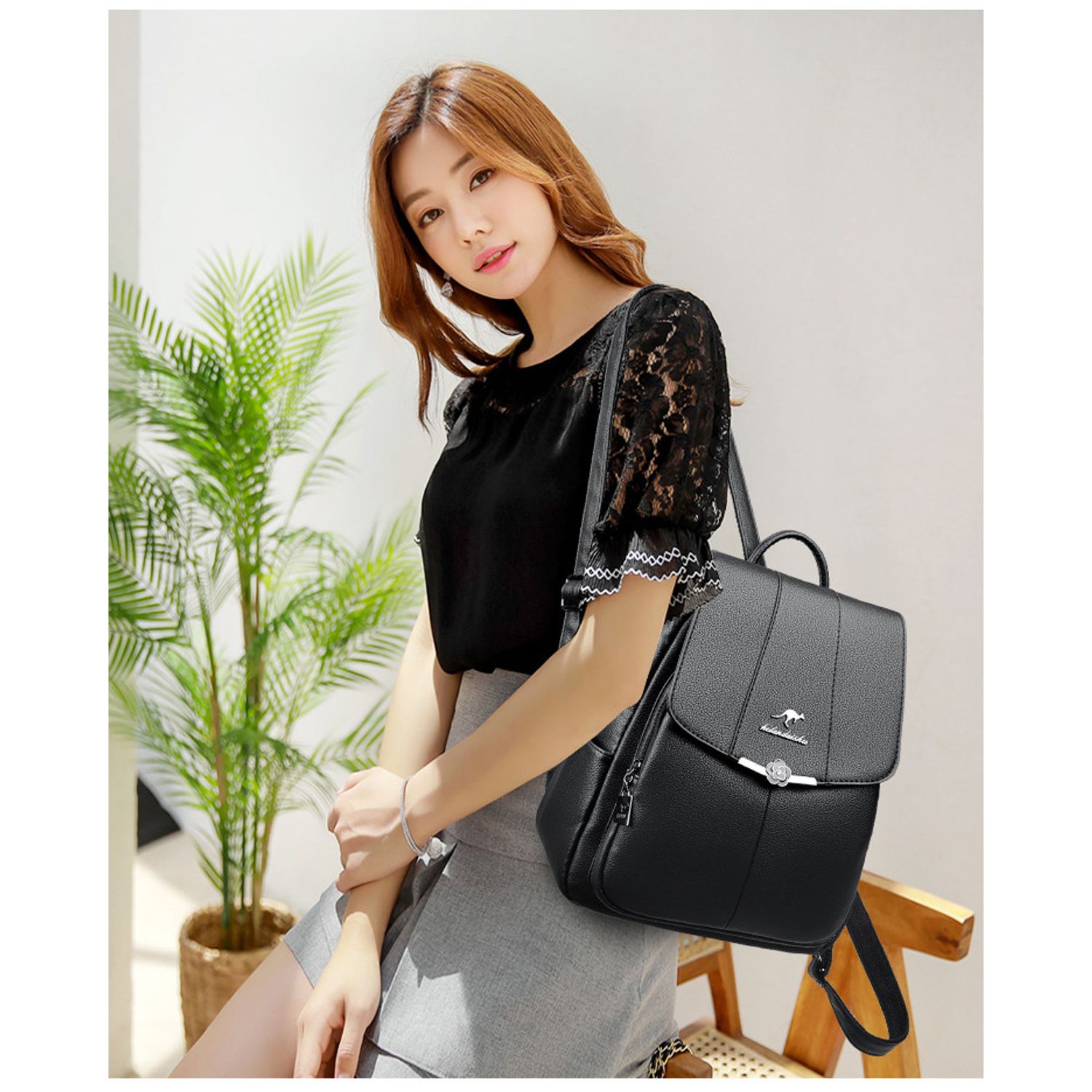 Rucsac dama Rosalyn, GT1901, model negru fotografia produsului View 9 L