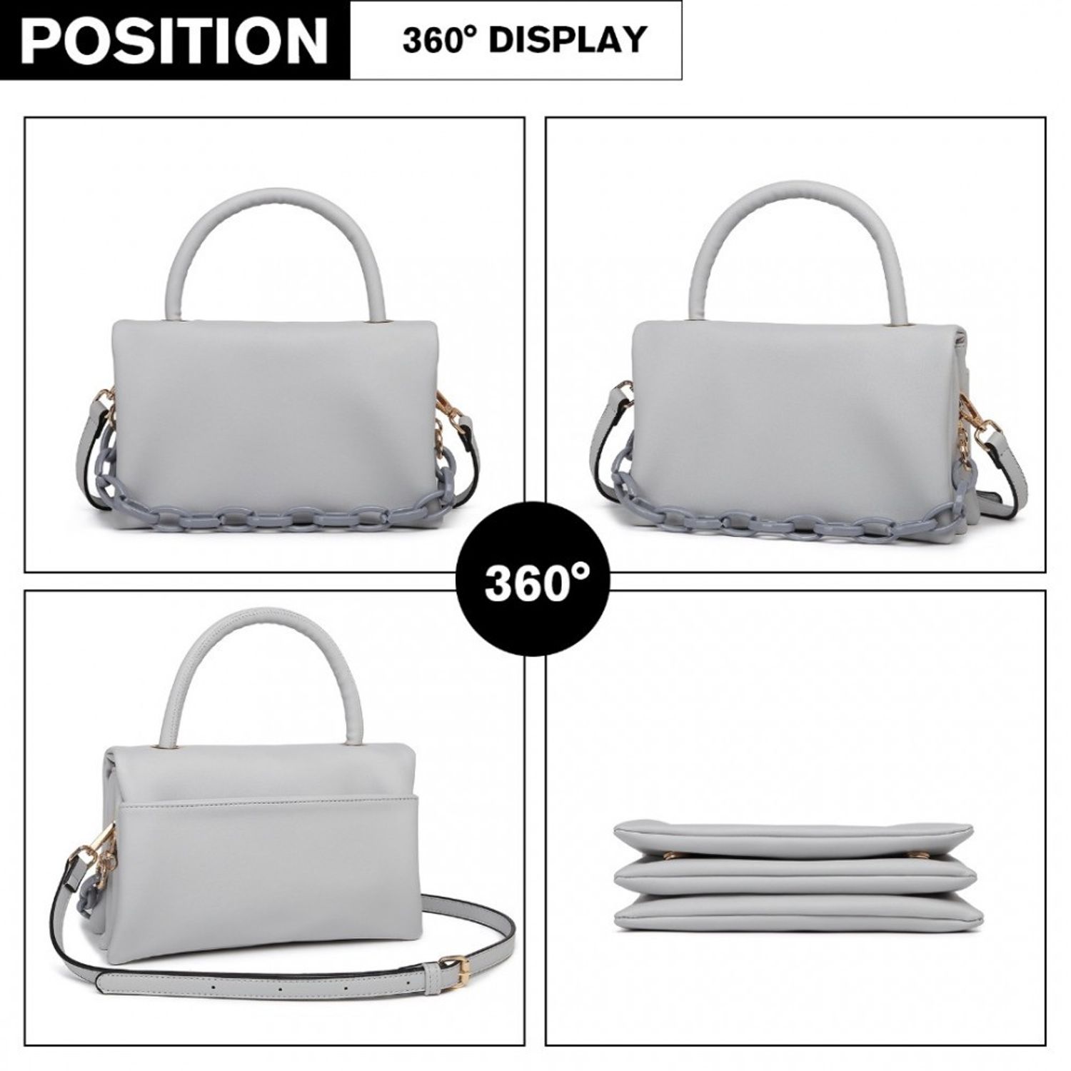 Geanta dama Luna, GT1785, model elegant, gri fotografia produsului View 7 L