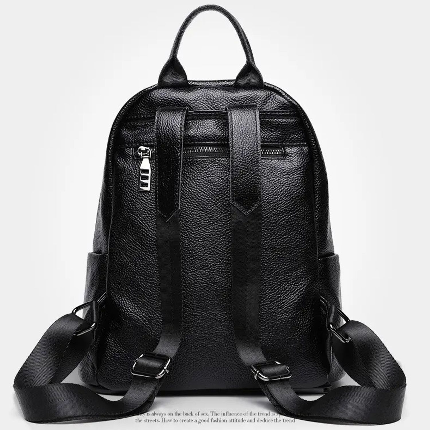 Rucsac dama, Azra GT2027, piele naturala, Negru fotografia produsului View 6 L