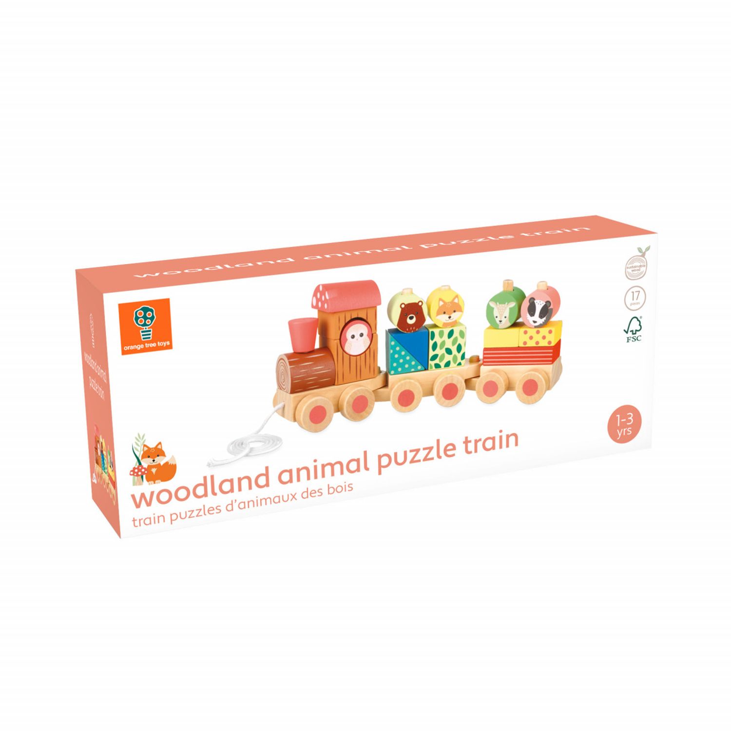Trenulet din lemn cu forme si animale, Orange Tree Toys fotografia produsului View 3 L