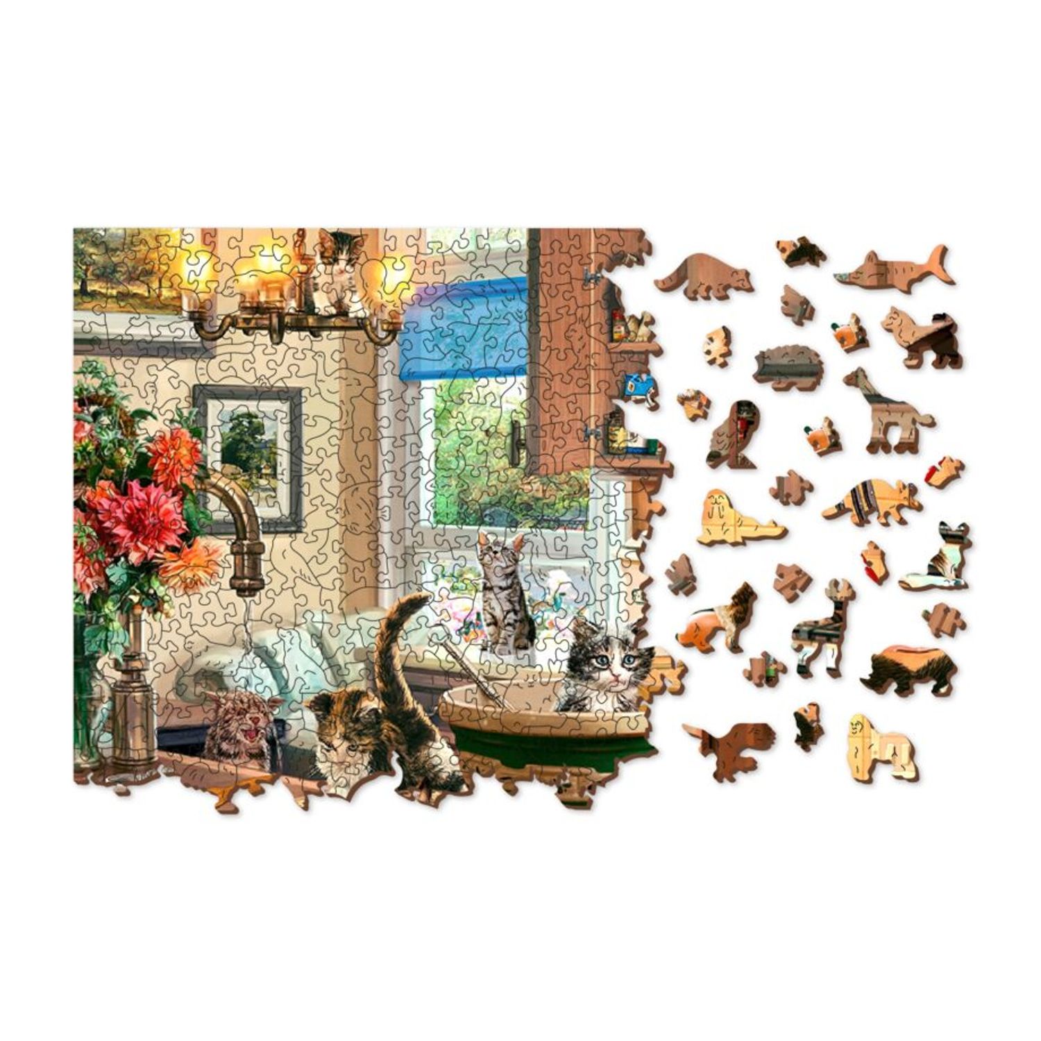 Puzzle din lemn, Pisicutele bucatari, 1010 piese fotografia produsului View 3 L