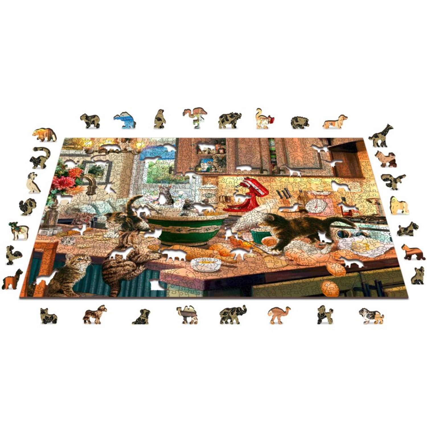 Puzzle din lemn, Pisicutele bucatari, 1010 piese fotografia produsului View 4 L