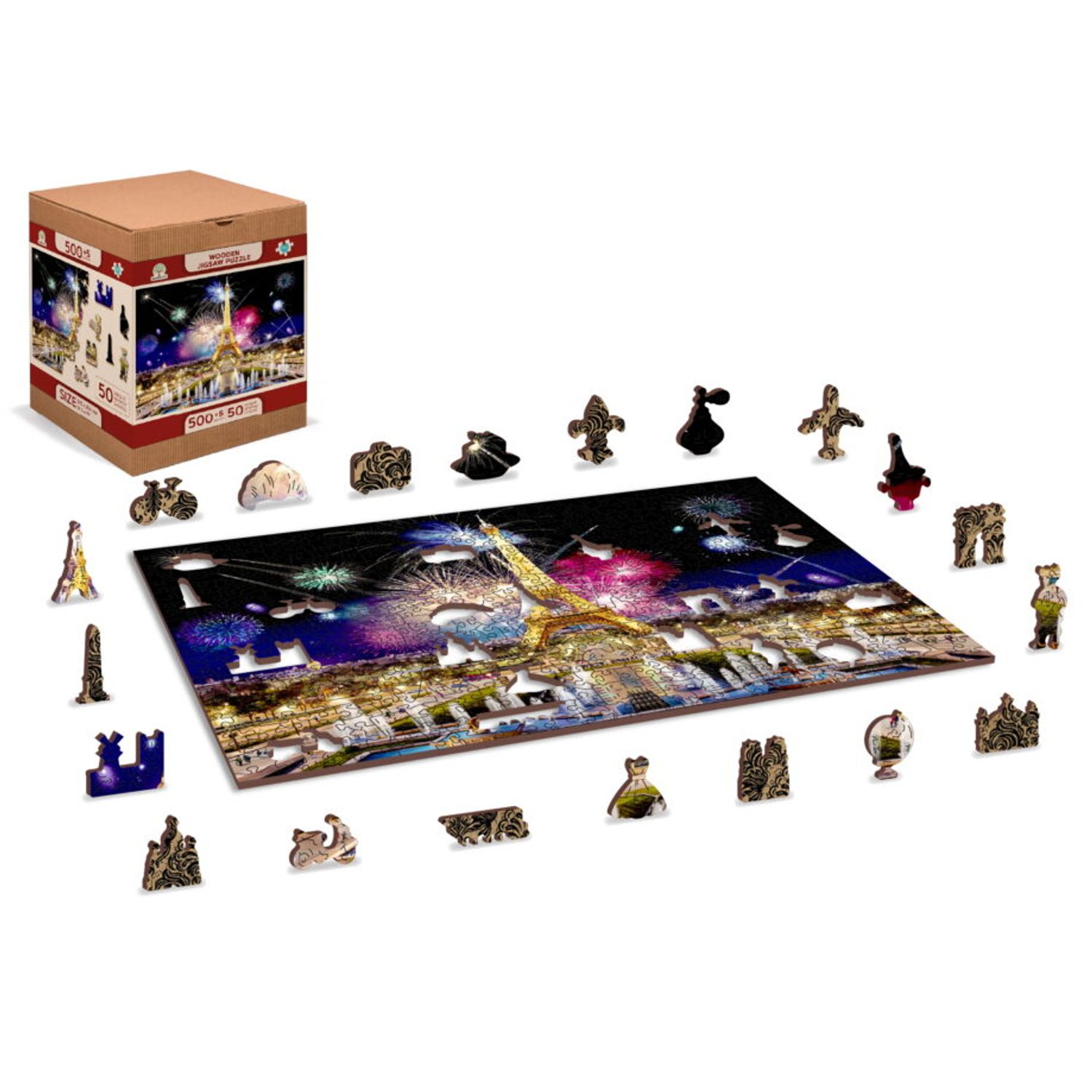 Puzzle din lemn, Parisul noaptea, 505 piese fotografia produsului View 2 L