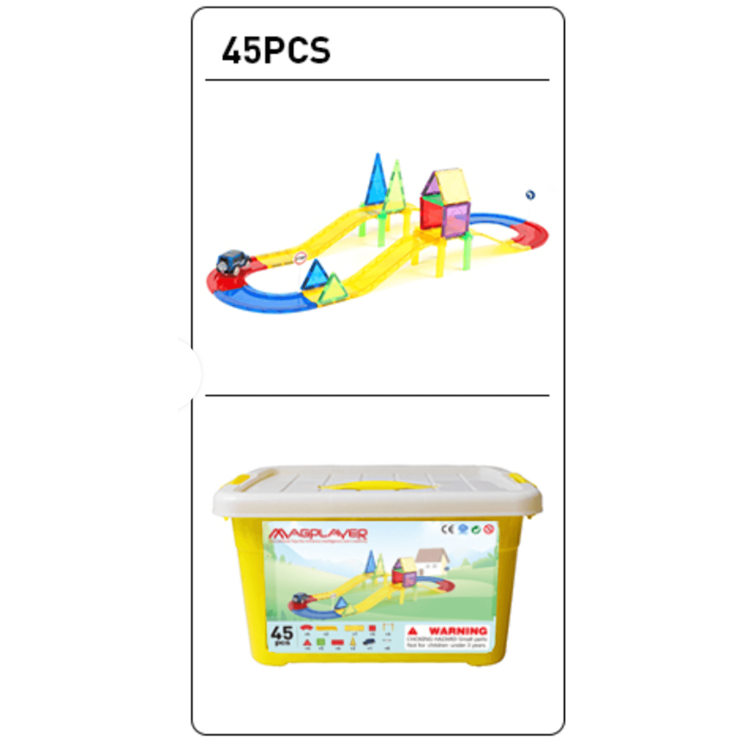 Set de constructie magnetic 3D - Circuit masinute (45 piese) fotografia produsului View 3 L