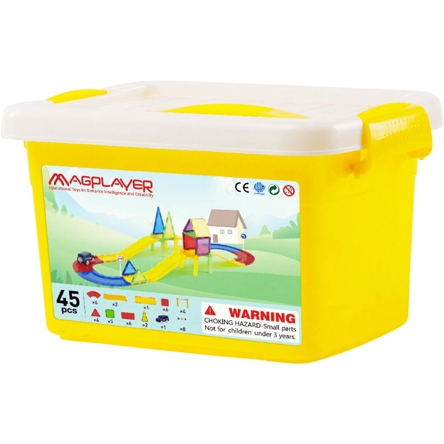 Set de constructie magnetic 3D - Circuit masinute (45 piese) fotografia produsului View 2 L