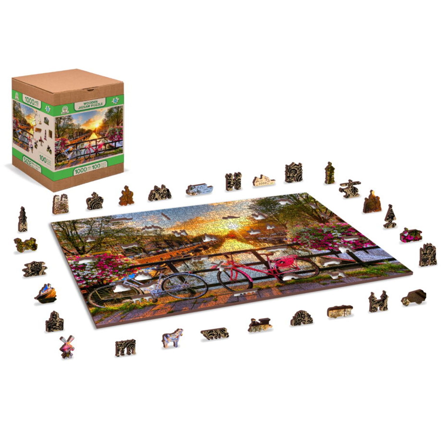 Puzzle din lemn, Bicicletele din Amsterdam, 1010 piese fotografia produsului View 2 L