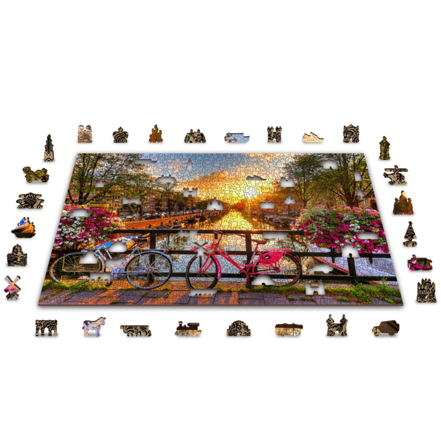Puzzle din lemn, Bicicletele din Amsterdam, 1010 piese fotografia produsului View 4 L