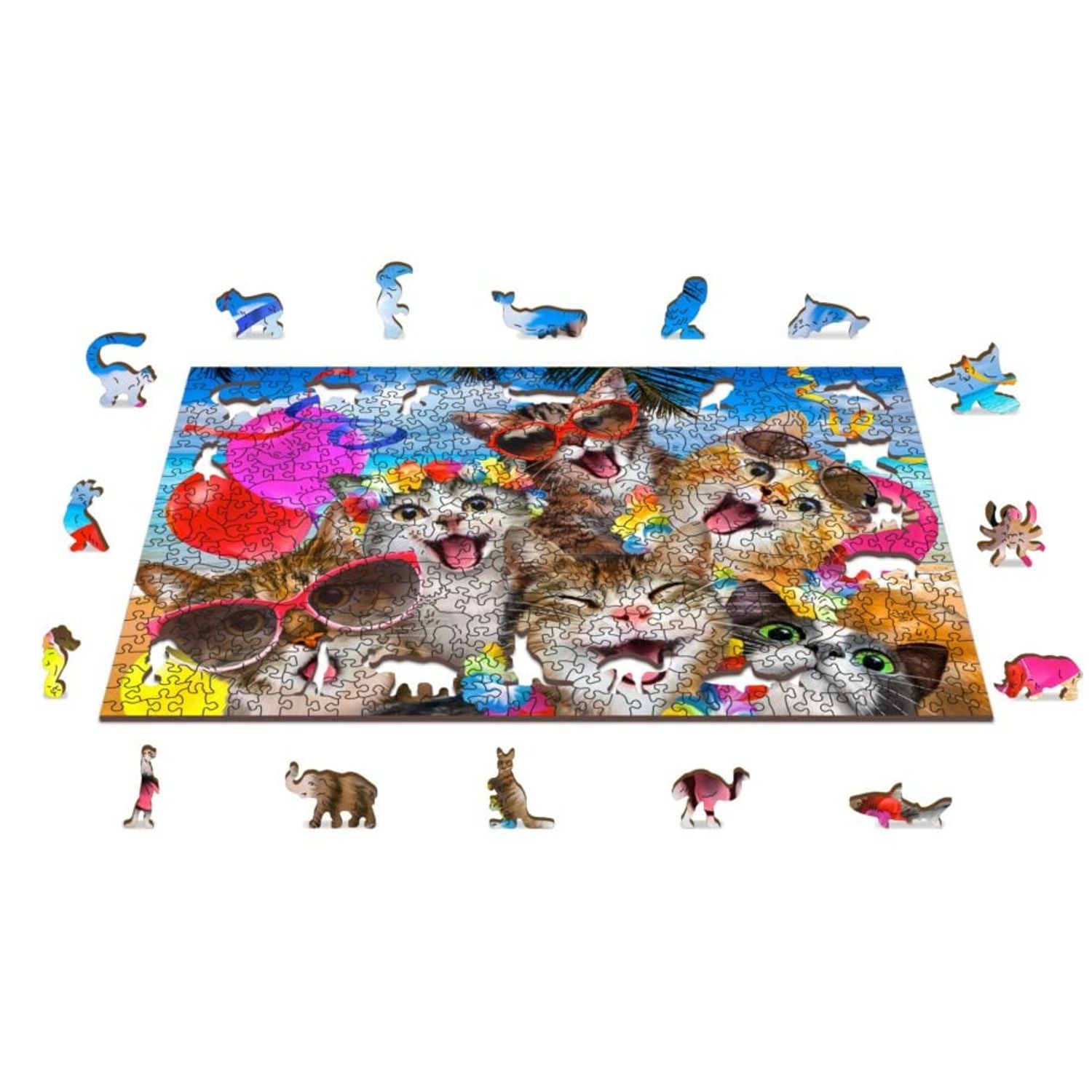 Puzzle din lemn, Petrecerea pisicutelor, 505 piese fotografia produsului View 3 L