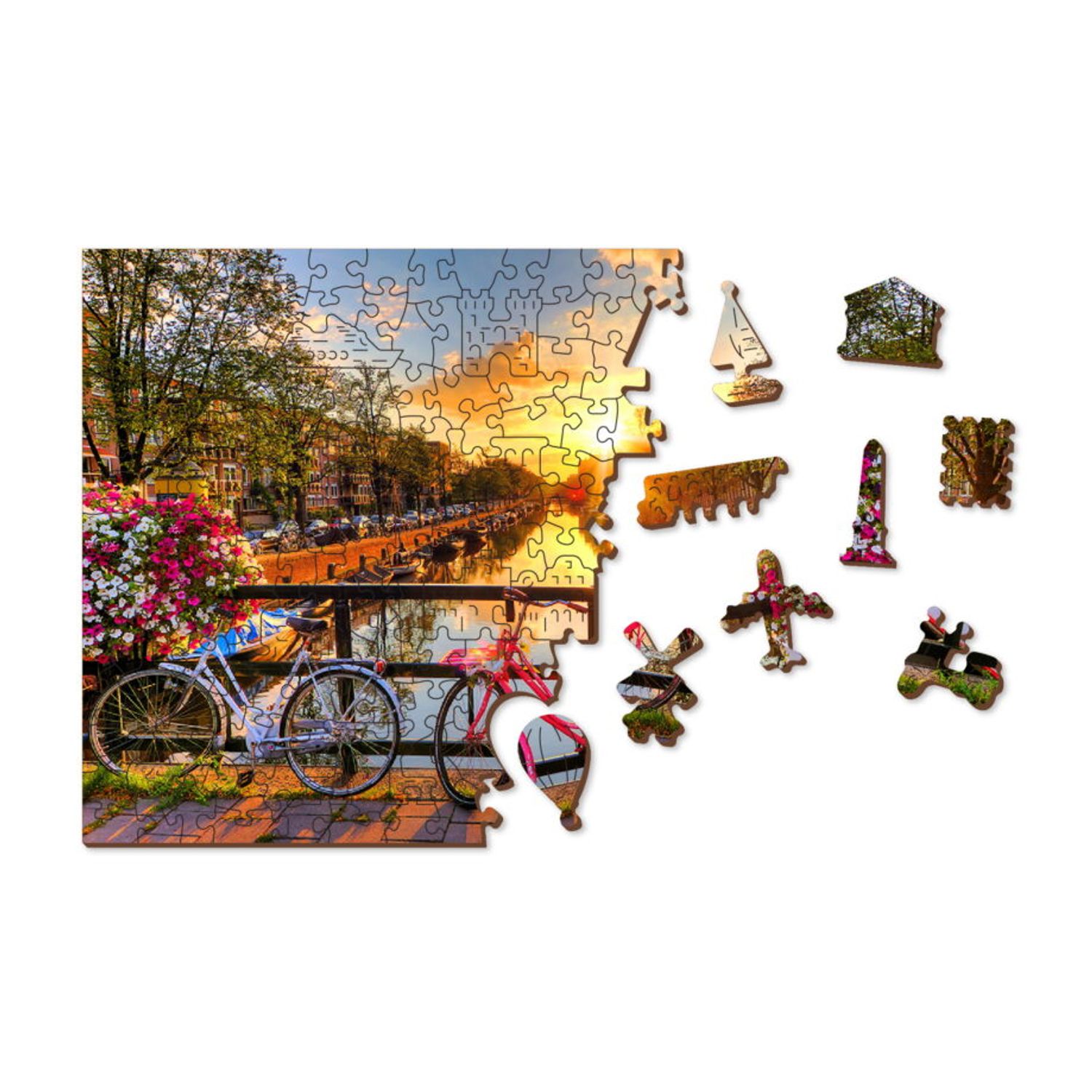 Puzzle din lemn, Bicicletele din Amsterdam, 1010 piese fotografia produsului View 3 L