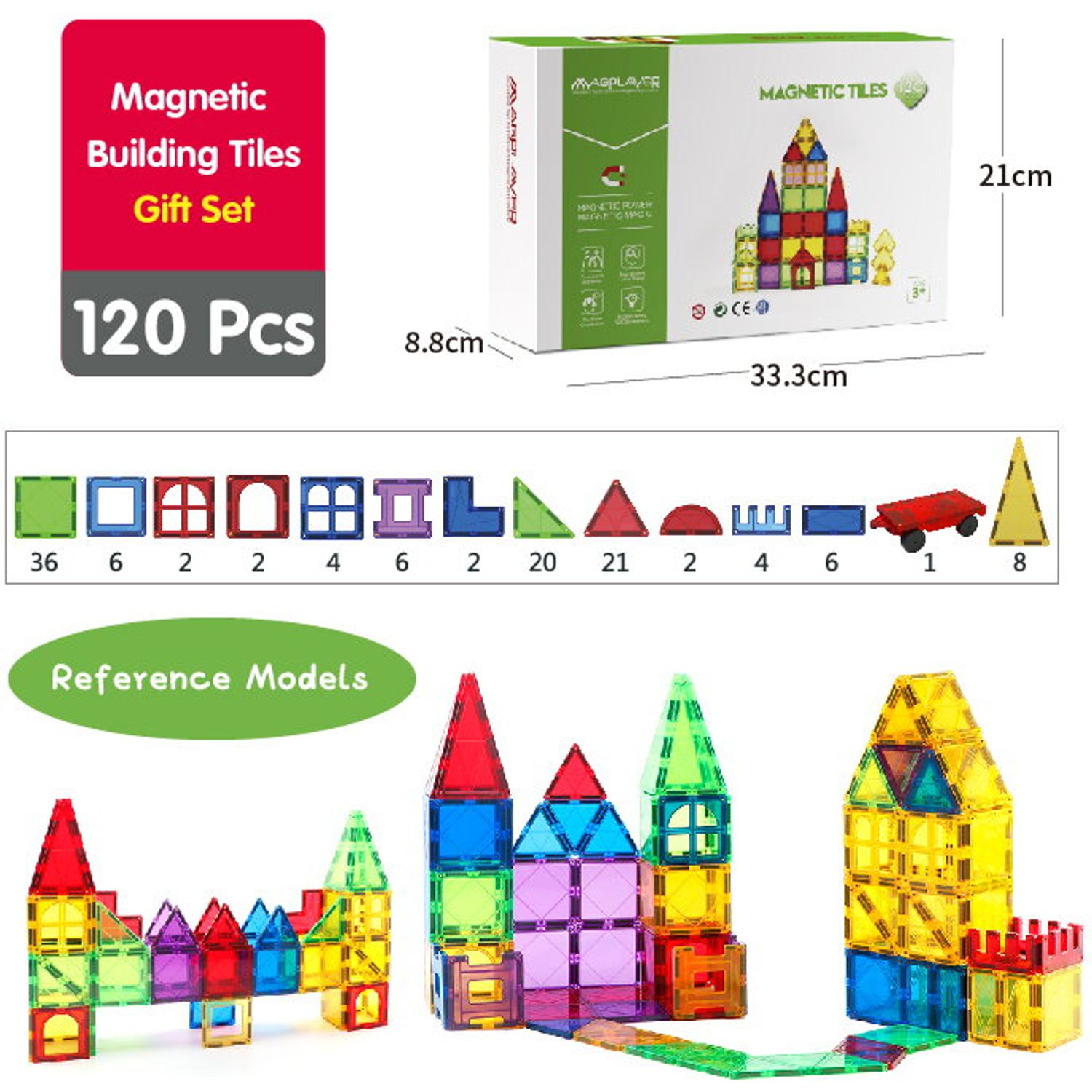 Set de constructie magnetic 3D - 120 piese fotografia produsului View 3 L